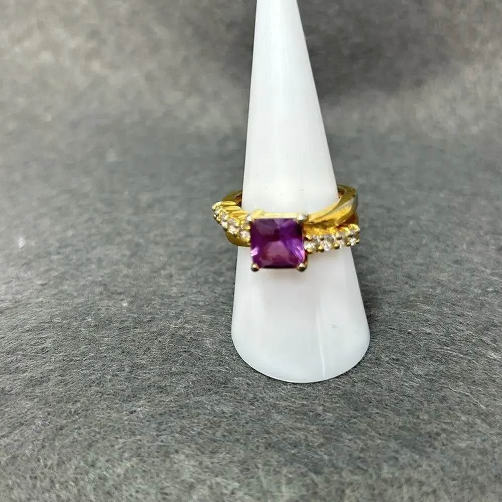 Vintage Purple Stone Ring from Thailand 4  on Each Side size 8